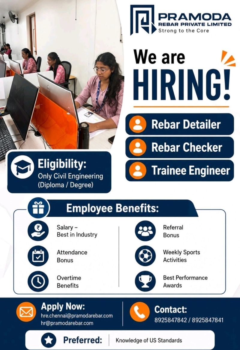Rebar Detailer, Rebar checker, Trainee Engineer