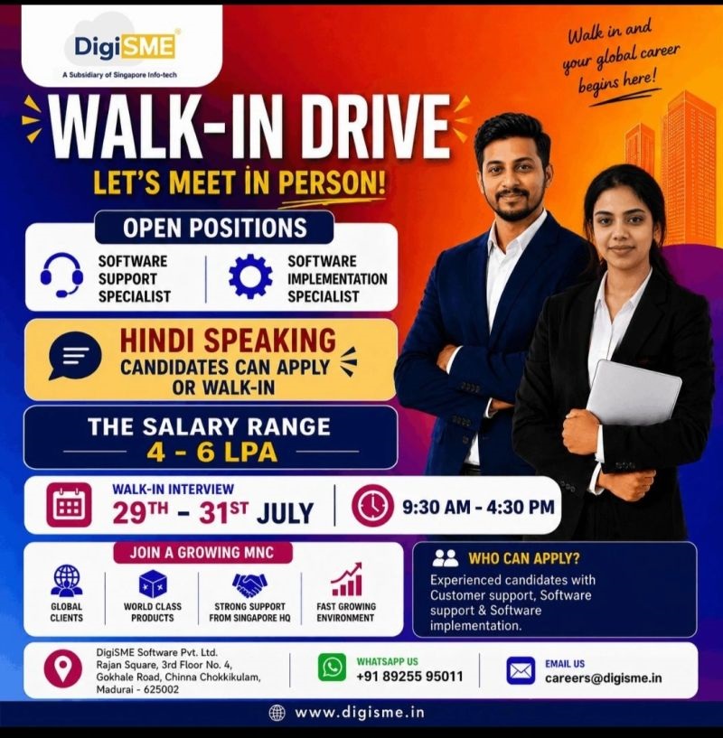 Walk in - freshers