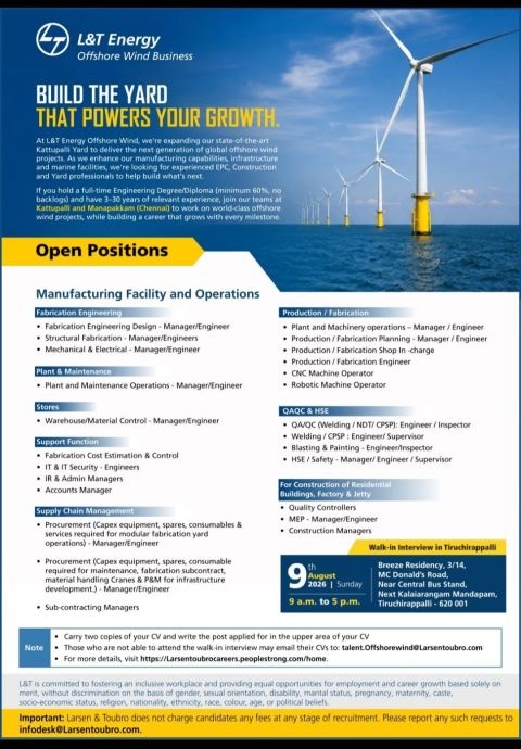 L& T Walk in Opportunity