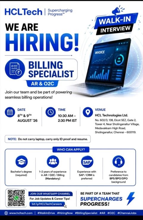 HCL Tech Walk in Opportunity