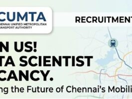 Chennai Unified Metropolitan Transport Authority hiring Junior Data Scientist CUMTA