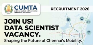 Chennai Unified Metropolitan Transport Authority hiring Junior Data Scientist CUMTA