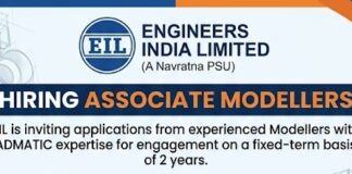 Engineers India Limited hiring Associate Modellers EIL Recruitment