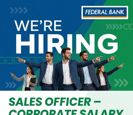 Federal Bank Hiring 2026: Sales Officer – Corporate