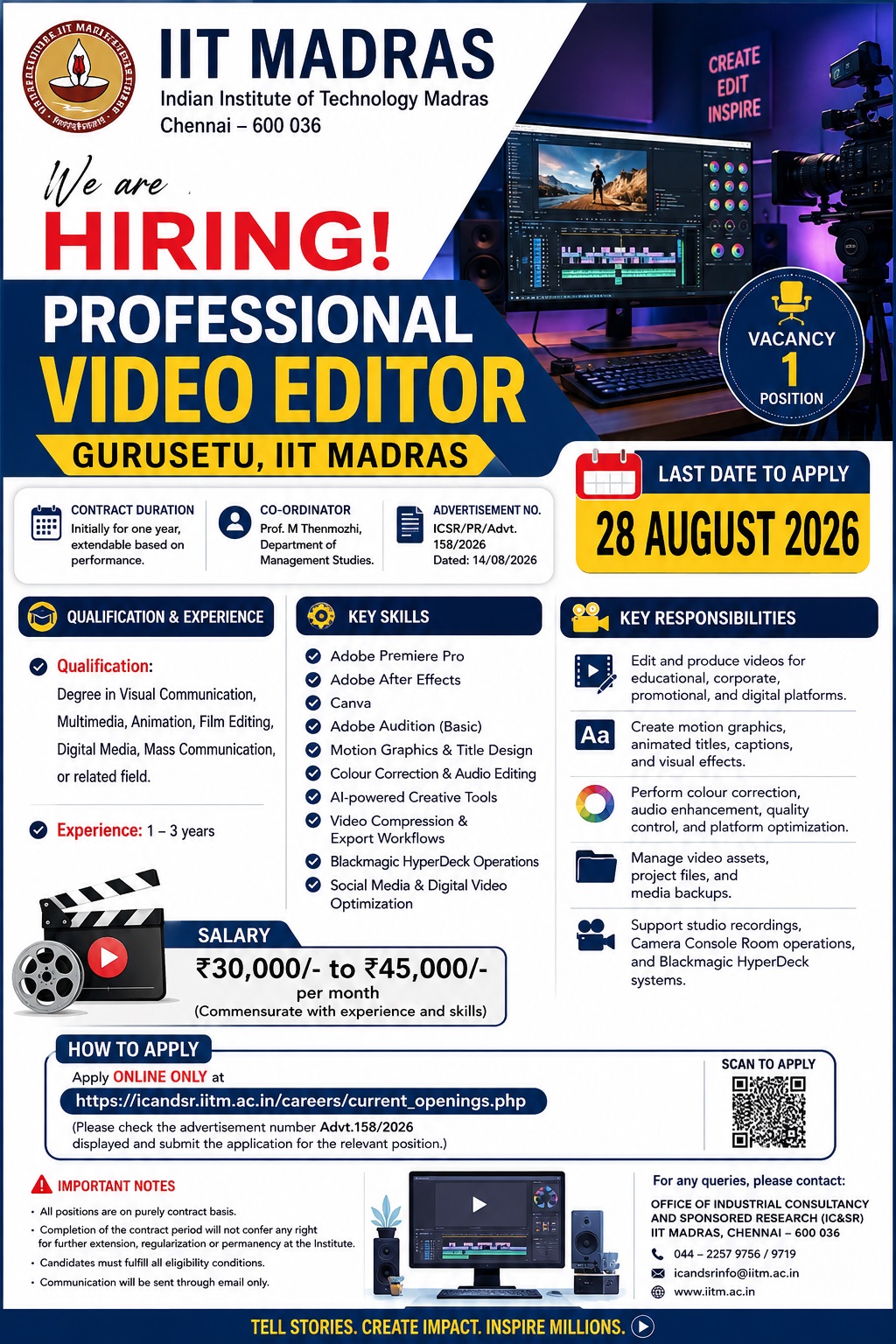 Professional Video Editor at IIT Madras