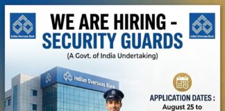 IOB Security Guard Recruitment 2026 IOB Security Guard recruitment