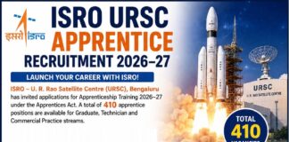 ISRO URSC Apprentice Recruitment 2026–27 ISRO URSC Apprentice Recruitment 2026–27