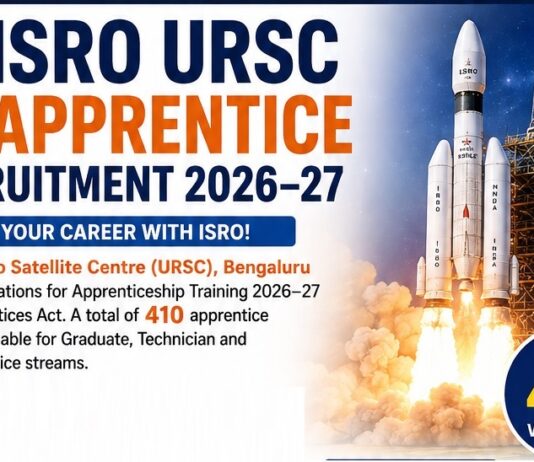 ISRO URSC Apprentice Recruitment 2026–27 ISRO URSC Apprentice Recruitment 2026–27