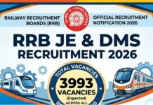 RRB JE & DMS Recruitment 2026 -3993 Vacancies RRB JE DMS Notification