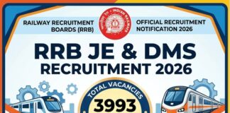 RRB JE & DMS Recruitment 2026 -3993 Vacancies RRB JE DMS Notification