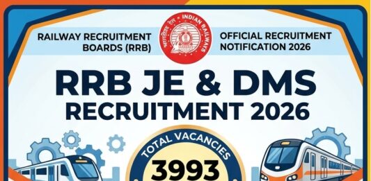 RRB JE & DMS Recruitment 2026 -3993 Vacancies RRB JE DMS Notification