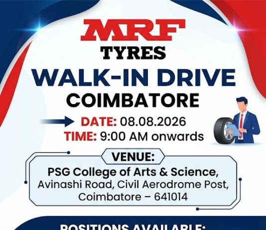 MRF Walk-In Interview at Coimbatore MRF Walk in Coimbatore