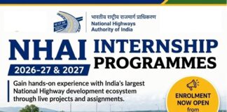 NHAI Internship Programmes 2026–27 & 2027 NHAI Internships