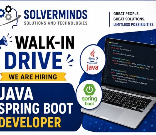 Solverminds Walk-in for JavaDeveloper WALK-IN DRIVE – JAVA SPRING BOOT DEVELOPER