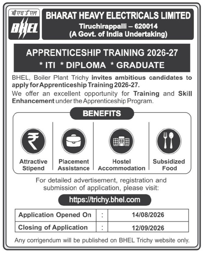 BHEL Apprentice recruitment