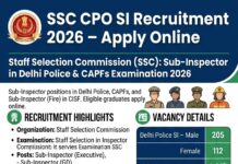 SSC CPO SI Recruitment 2026