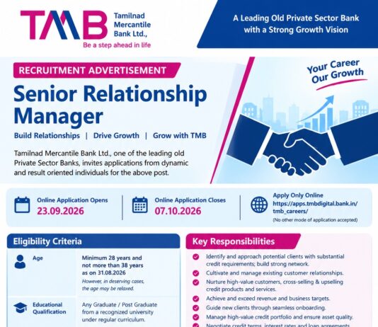 TMB hiring Senior Relationship Manager