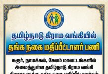 தமிழ்நாடு கிராம வங்கியில் தங்க நகை மதிப்பீட்டாளர் பணி TNGB Jewel Appraiser