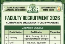 Tamil Nadu Forest Academy Recruitment 2026