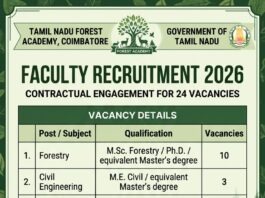 Tamil Nadu Forest Academy Recruitment 2026