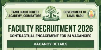 Tamil Nadu Forest Academy Recruitment 2026
