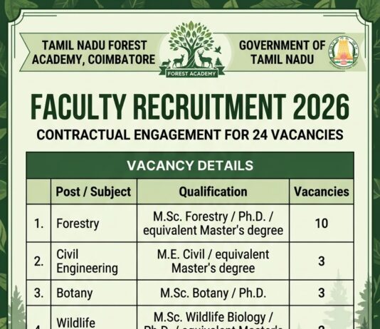 Tamil Nadu Forest Academy Recruitment 2026