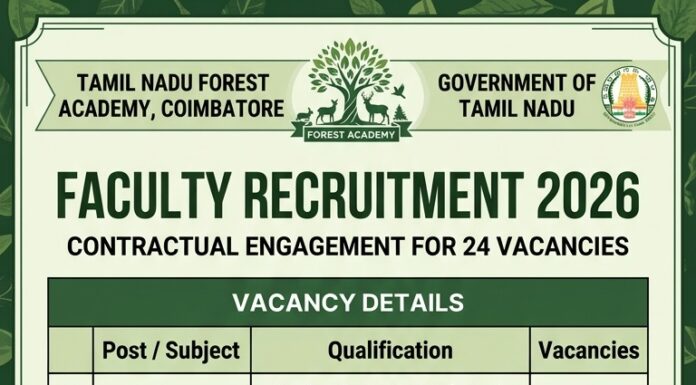 Tamil Nadu Forest Academy Recruitment 2026