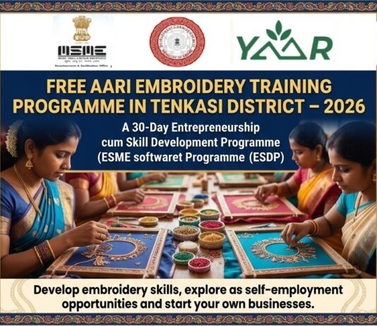 Free Aari Embroidery Training Programme in Tenkasi District – 2026