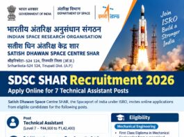 ISRO SDSC SHAR Recruitment 2026 – Technical Assistant and other vacancies