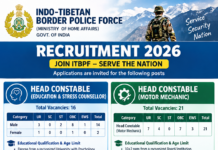ITBP Head Constable Recruitment 2026 ITBPF Recruitment 2026