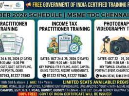 MSME Chennai Free Training Programmes 2026 MSME Chennai Free Training Programmes
