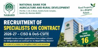 NABARD Specialists Recruitment 2026: 16 Vacancies