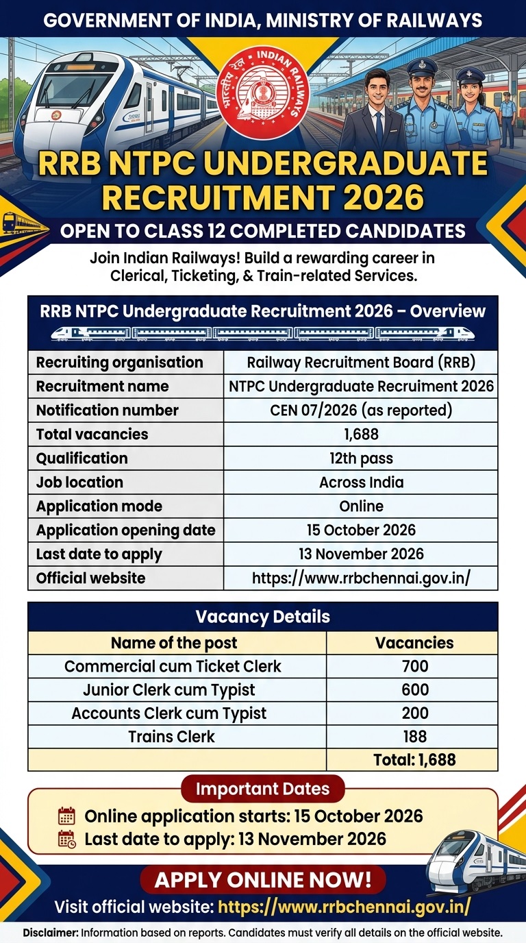 RRB NTPC Undergraduate Recruitment