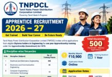 TNPDCL Apprentice Recruitment 2026–27 TNPDCL Apprentice Recruitment