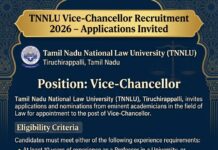 TNNLU Vice-Chancellor Recruitment Vice-Chancellor-Recruitment